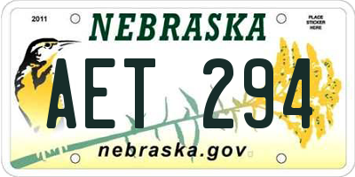 NE license plate AET294