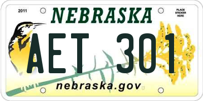 NE license plate AET301