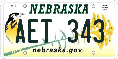 NE license plate AET343