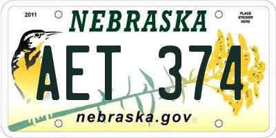 NE license plate AET374