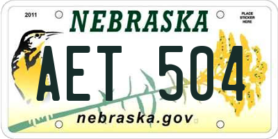 NE license plate AET504