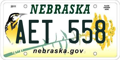 NE license plate AET558