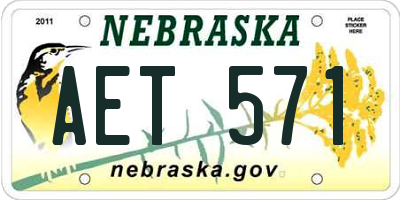 NE license plate AET571