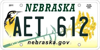 NE license plate AET612