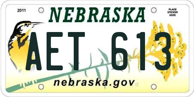 NE license plate AET613