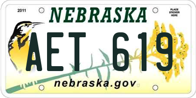 NE license plate AET619