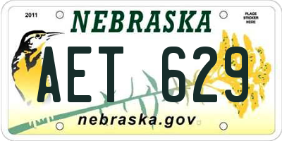 NE license plate AET629