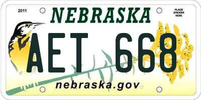NE license plate AET668