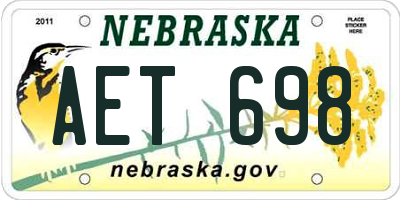 NE license plate AET698