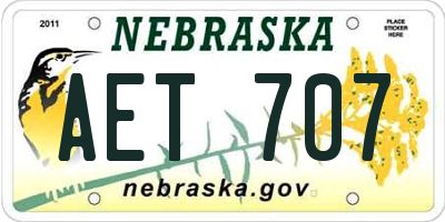 NE license plate AET707