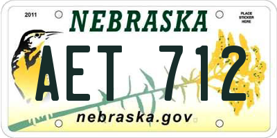 NE license plate AET712