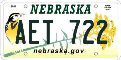 NE license plate AET722