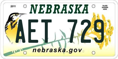 NE license plate AET729