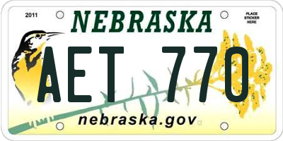 NE license plate AET770