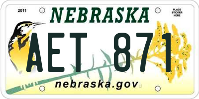 NE license plate AET871