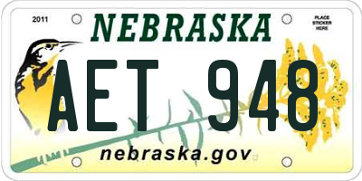 NE license plate AET948