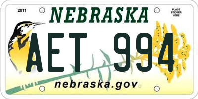 NE license plate AET994