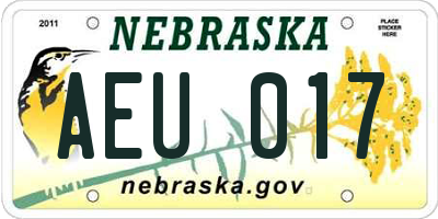 NE license plate AEU017