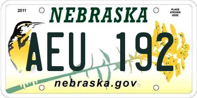 NE license plate AEU192