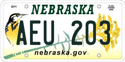 NE license plate AEU203