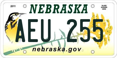 NE license plate AEU255