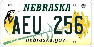 NE license plate AEU256
