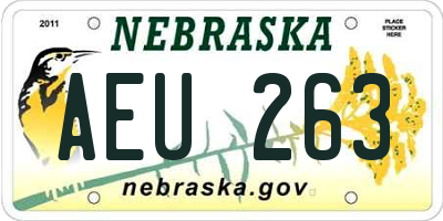 NE license plate AEU263