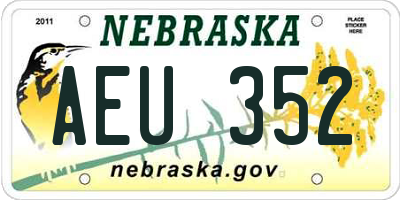 NE license plate AEU352