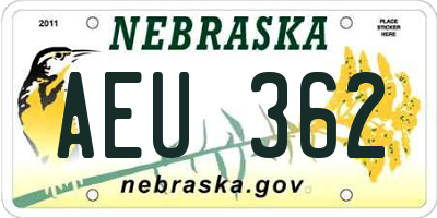NE license plate AEU362