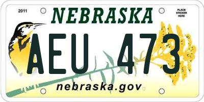 NE license plate AEU473