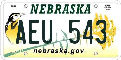 NE license plate AEU543
