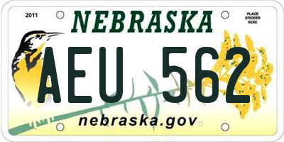 NE license plate AEU562