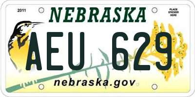 NE license plate AEU629