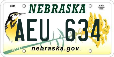 NE license plate AEU634