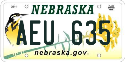 NE license plate AEU635