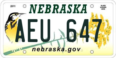 NE license plate AEU647