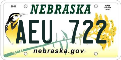 NE license plate AEU722