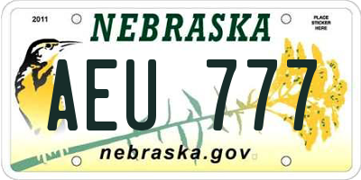 NE license plate AEU777