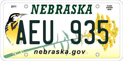 NE license plate AEU935