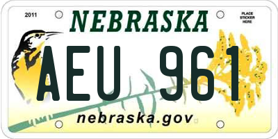NE license plate AEU961