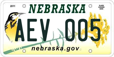 NE license plate AEV005