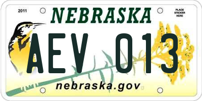 NE license plate AEV013