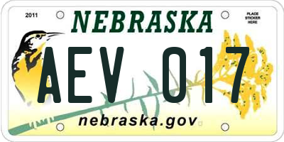 NE license plate AEV017