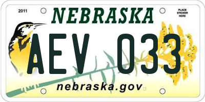 NE license plate AEV033