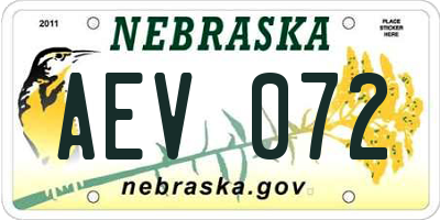 NE license plate AEV072