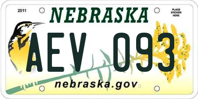 NE license plate AEV093