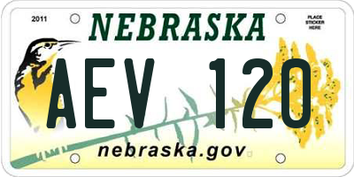 NE license plate AEV120