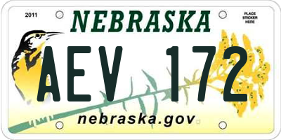 NE license plate AEV172