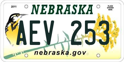 NE license plate AEV253