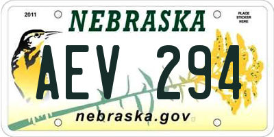 NE license plate AEV294